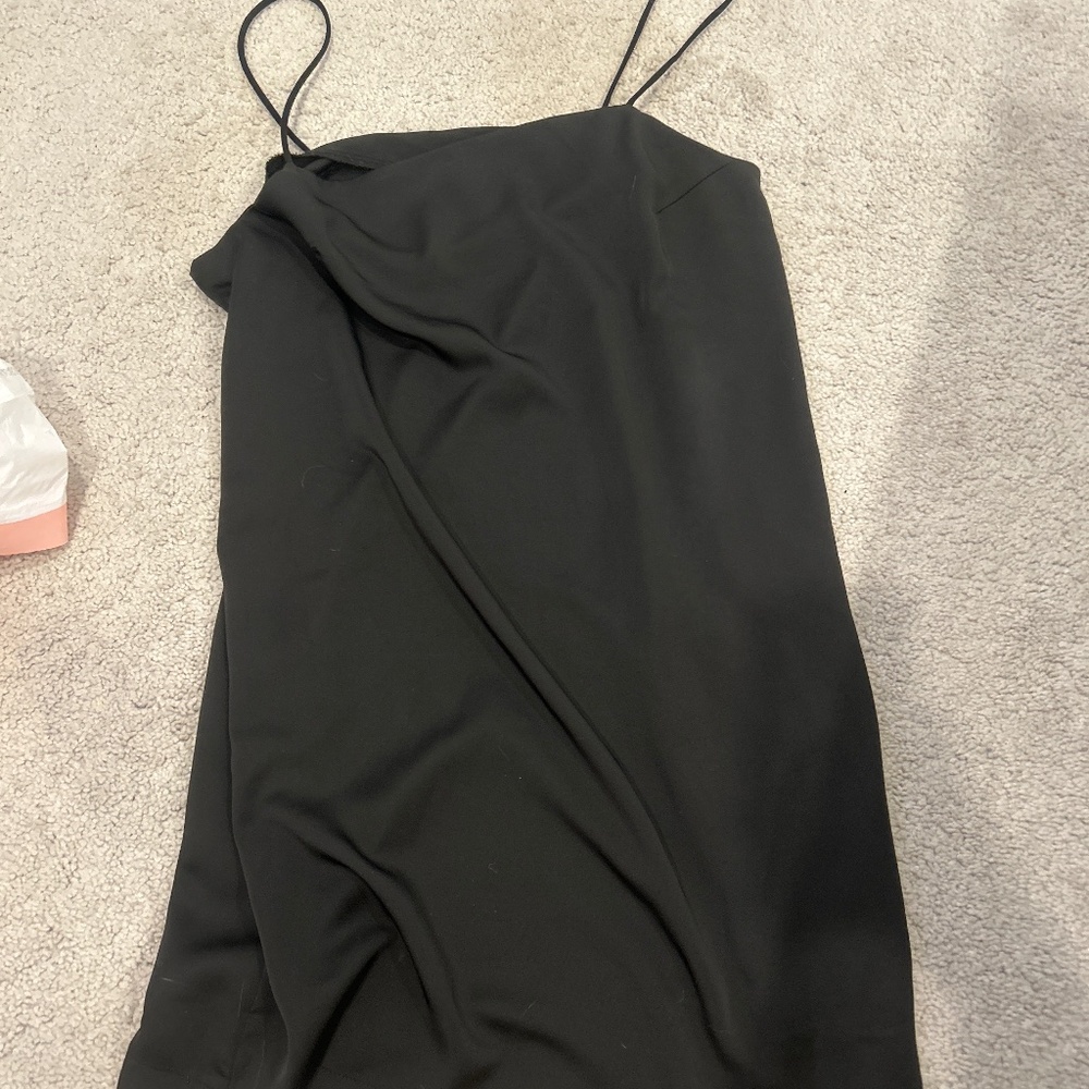 Mini black slip dress